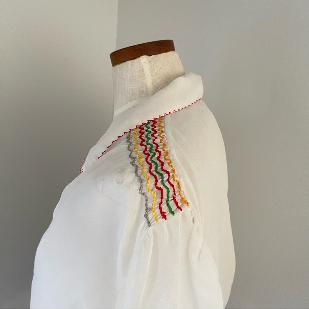 Cottagecore Vintage 70’s Hungarian embroidered peasant top size 46 deadstock - Picture 4 of 8